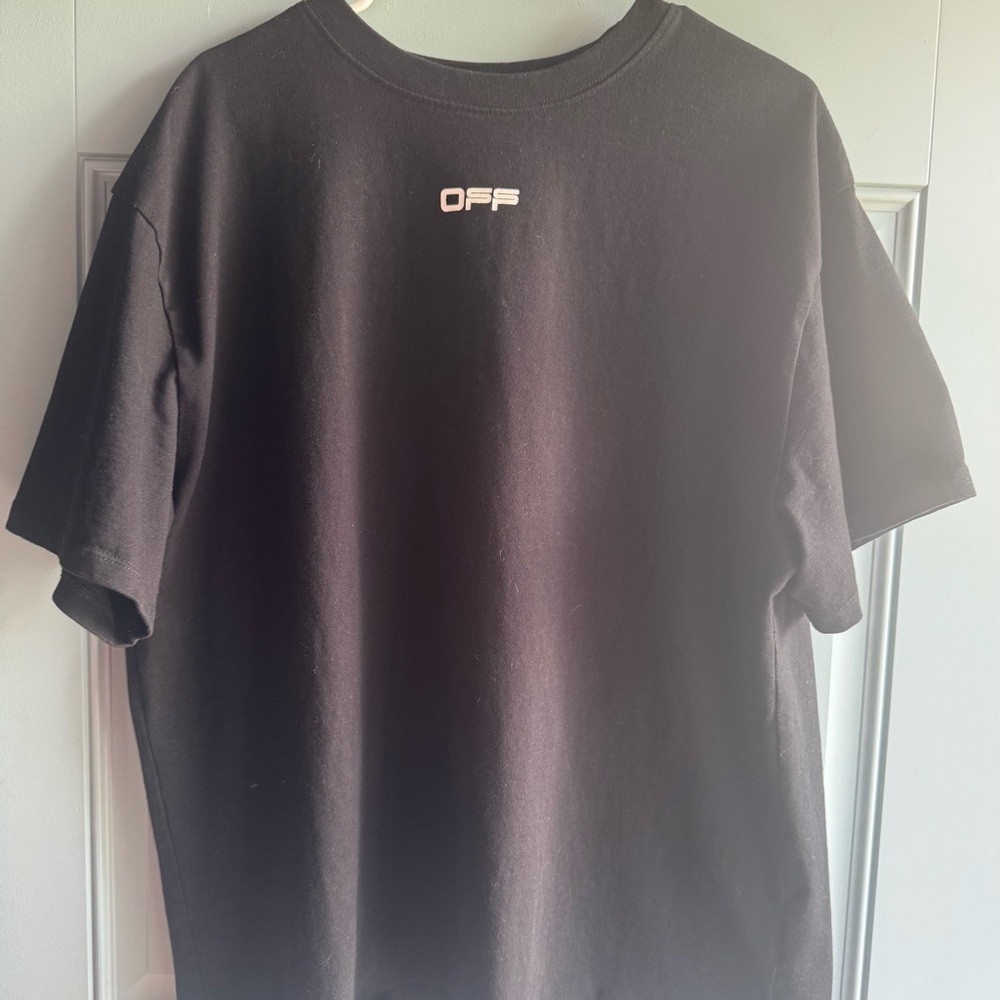 Off-White Black Short Sleeve Tee Casual Crew Neck